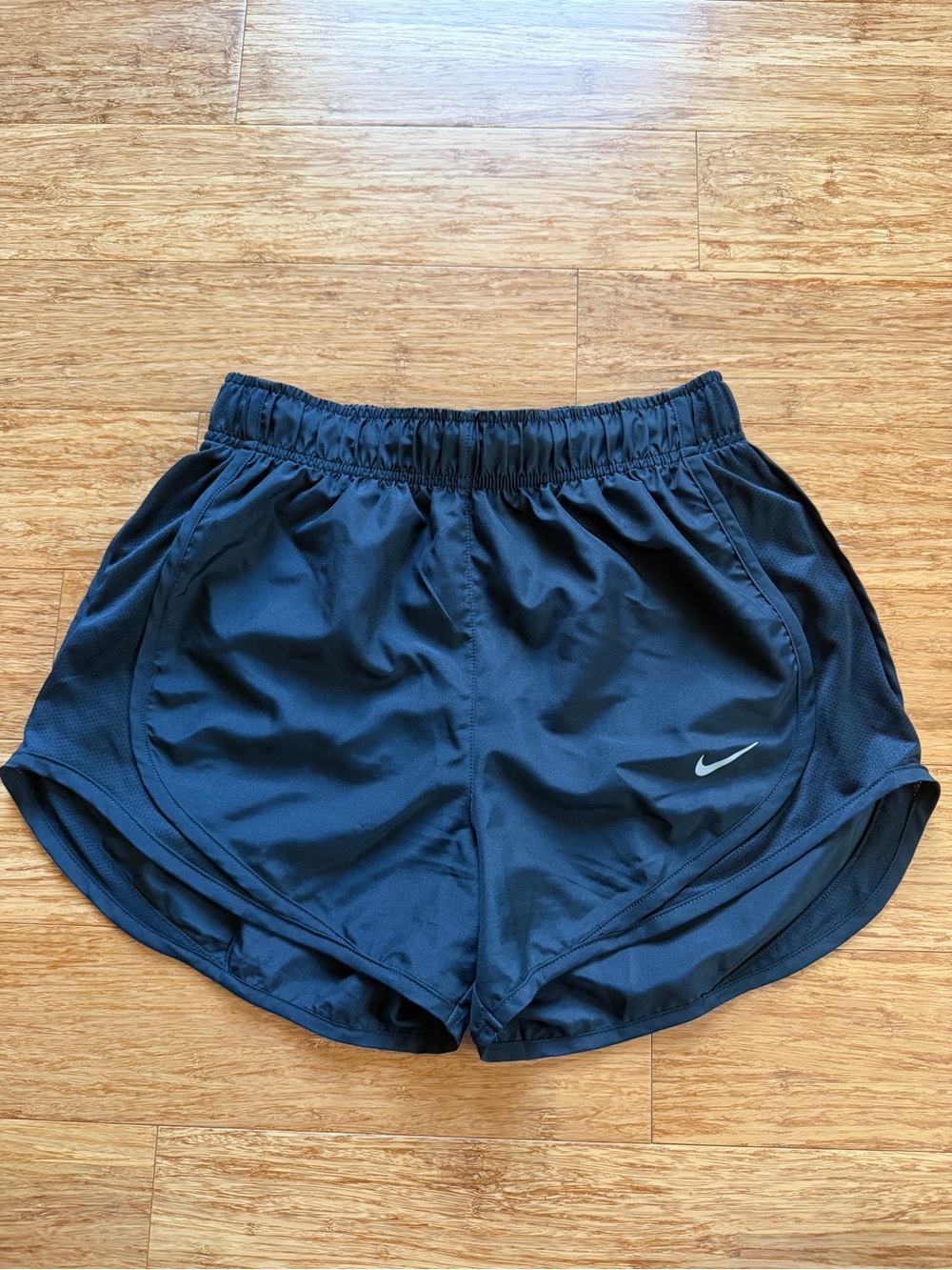 Nike Women's Dark Navy Athletic Running Shorts with Reflective Swoosh